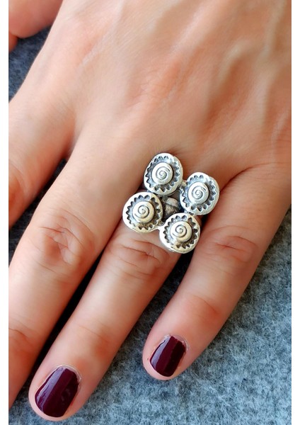 Antik Gümüş Kaplama Motif Şekilli El Yapımı Ayarlanabilir Yüzük fiyatları