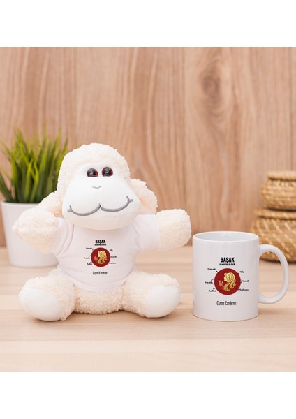 Kişiye Özel Başak Burcuna Hediye Beyaz Kupa Bardak ve Peluş Koyun