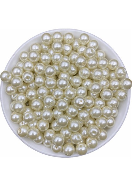 50 gr 10MM Krem Cam Inci Boncuk ,takı Yapım Boncuğu (50GR,~40 Adet )