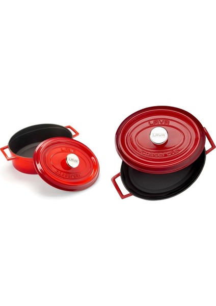 Vals 4 Parça Kırmızı Oval Tencere Seti