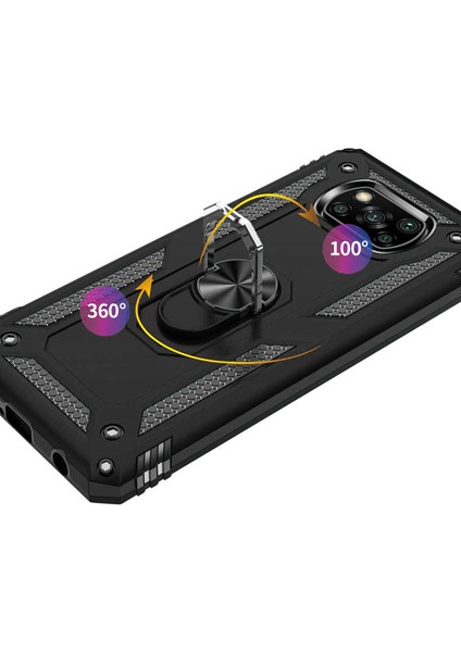 Xiaomi Poco X3 Nfc Anka Serisi Yüzük Standlı Armor Kılıf - Siyah fiyatları
