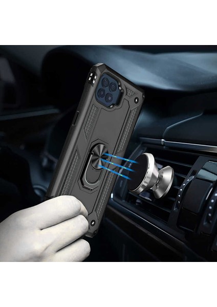 Oppo Reno 4 Lite Anka Serisi Yüzük Standlı Armor Kılıf - Siyah modelleri