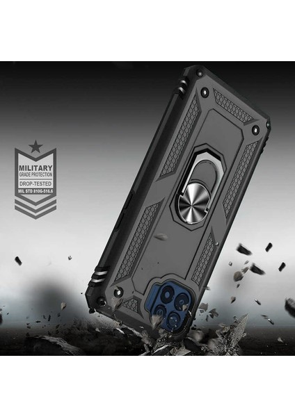 Oppo Reno 4 Lite Anka Serisi Yüzük Standlı Armor Kılıf - Siyah fırsatları