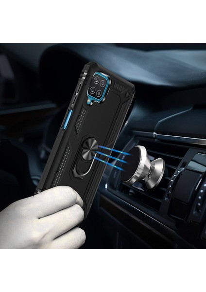 Samsung Galaxy A22 4g Anka Serisi Yüzük Standlı Armor Kılıf - Siyah modelleri