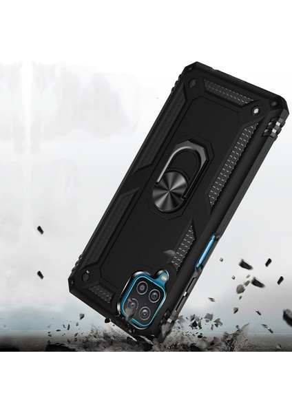 Samsung Galaxy A22 4g Anka Serisi Yüzük Standlı Armor Kılıf - Siyah fırsatları