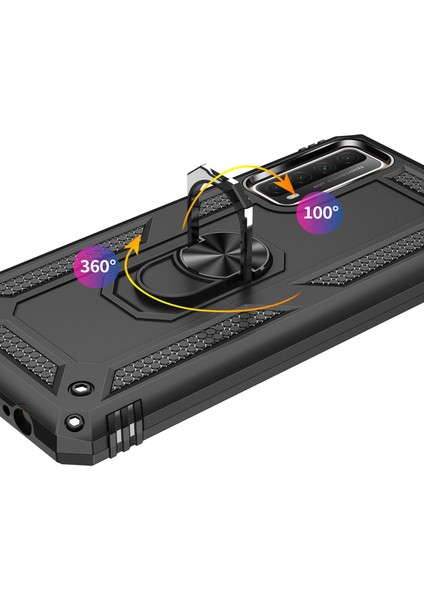 Huawei P Smart 2021 Anka Serisi Yüzük Standlı Armor Kılıf - Siyah fiyatları