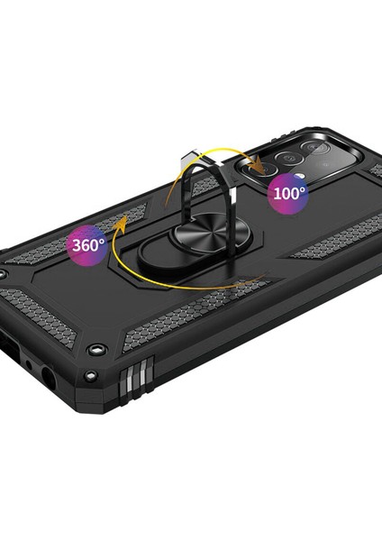 Samsung Galaxy A52 Anka Serisi Yüzük Standlı Armor Kılıf - Siyah modelleri