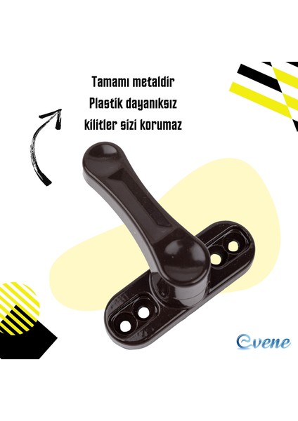 Koyu Kahverengi Pencere Emniyet Kilidi 10 Adet Çocuk Hırsız Kilidi Çekmeli Metal Kilit