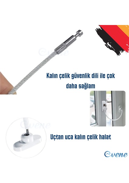 Koyu Kahve Pencere Kilidi 5 Adet Halatlı Çocuk Güvenlik Emniyet Hırsız Pimapen Pvc Kapı Bebek Kilidi