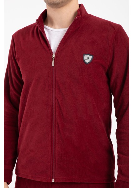 Erkek 6130-5 Ön Fermuarlı Manşetli Polar Takım Bordo fırsatları