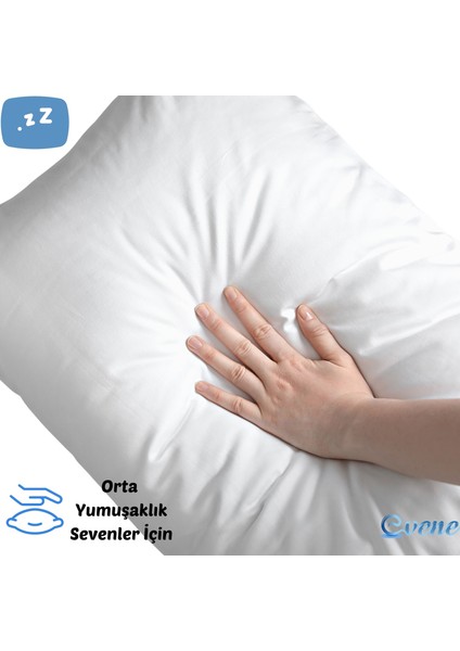 Yastık Boncuk Elyaf Antibakteriyel Dolgu Extra Yumuşak Uyku Yastığı Pamuklu Dikişli Kılıf 800 gr