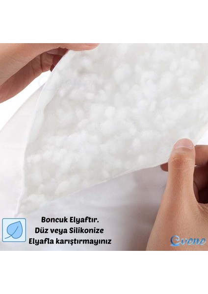 Yastık Boncuk Elyaf Antibakteriyel Dolgu Extra Yumuşak Uyku Yastığı Pamuklu Dikişli Kılıf 800 gr