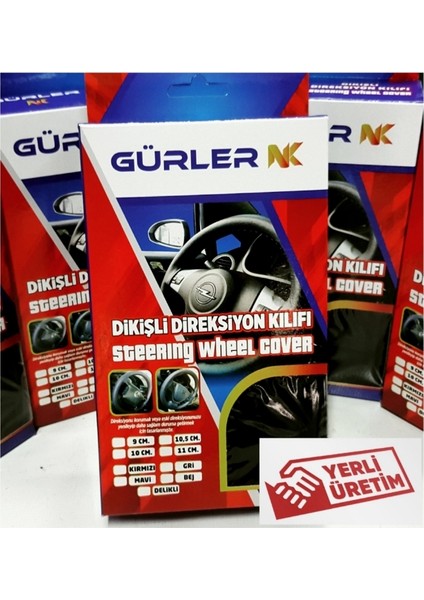 Dikmeli Deri Direksiyon Kılıfı Yeşil Ipli Soft Esnek Kokusuz Standart 38CM fiyatları