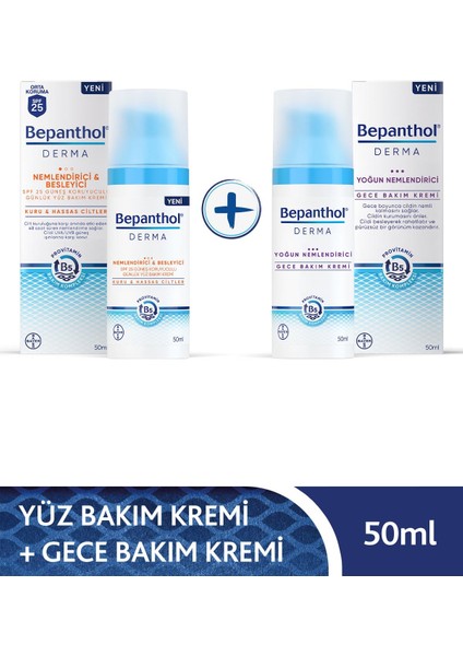 Derma Nemlendirici & Besleyici Spf 25 Günlük Yüz Kremi 50ML + Derma Yoğun Nemlendirici Gece Bakım Kremi 50ML