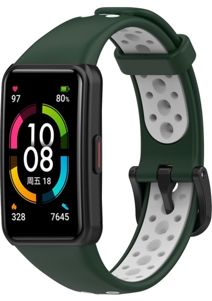 Huawei Band 6 / Honor Band 6 İçin Nefes Silikon Kayışı (Yurt Dışından)