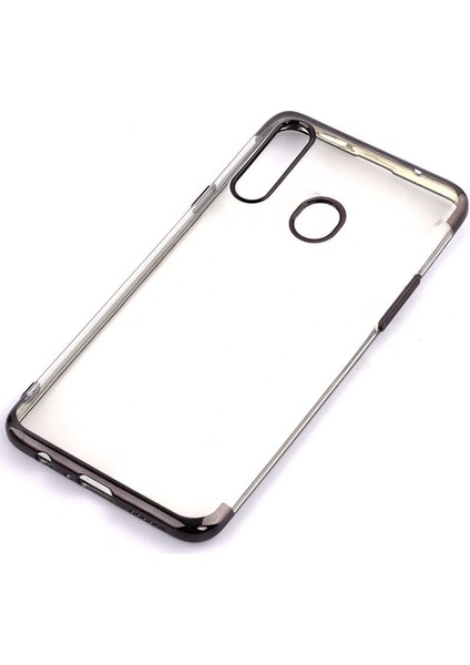 Galaxy A20S Kılıf Zore Dört Köşeli Lazer Silikon Kılıf Siyah