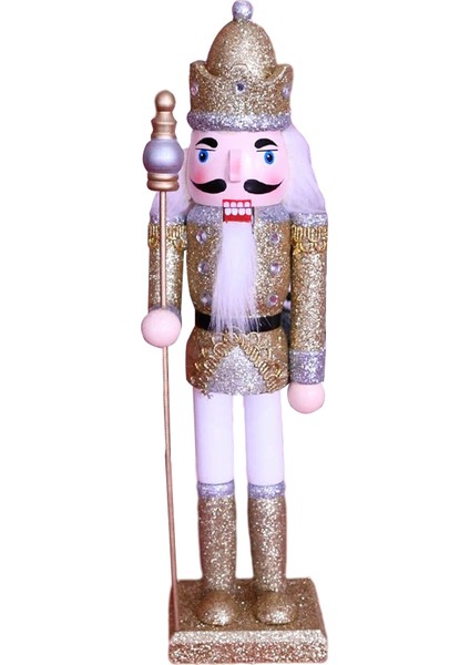 30 cm Ahşap Fındıkkıran Kral Süsler Noel Dekorasyon Kukla Altın (Yurt Dışından)