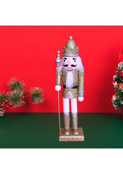 30 cm Ahşap Fındıkkıran Kral Süsler Noel Dekorasyon Kukla Altın (Yurt Dışından)