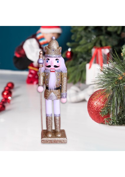 30 cm Ahşap Fındıkkıran Kral Süsler Noel Dekorasyon Kukla Altın (Yurt Dışından)