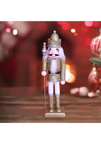 30 cm Ahşap Fındıkkıran Kral Süsler Noel Dekorasyon Kukla Altın (Yurt Dışından)