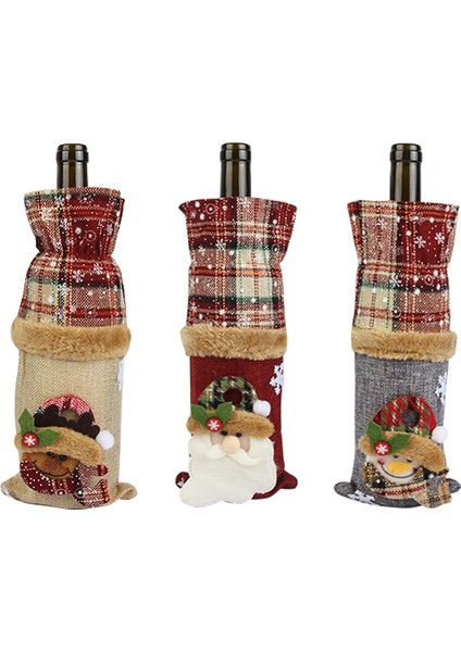 3 Adet Noel Dekorasyon Şarap Şişesi Kapağı (Yurt Dışından)