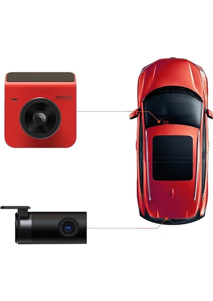 A400 Dashcam 1440P Quad Hd 2k 145° Açılı Gece Görüşlü Araç Kamerası Kırmızı