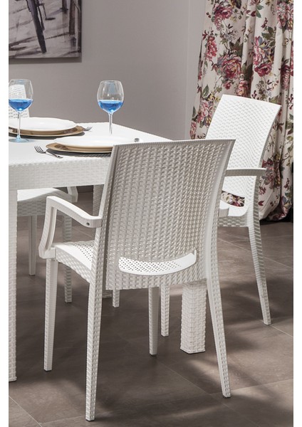 Rattan Kollu Bahçe Masa Takımı – Beyaz fiyatları