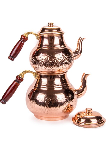 Ince Baskı Bakır Çaydanlık