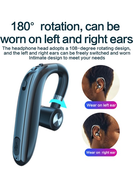 Siyah Bluetooth Asılı Kulak Kulaklık Siyah Gümüş