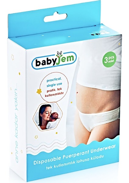 Baby Jem Tek Kullanımlık Lohusa Külodu 3lü Paket