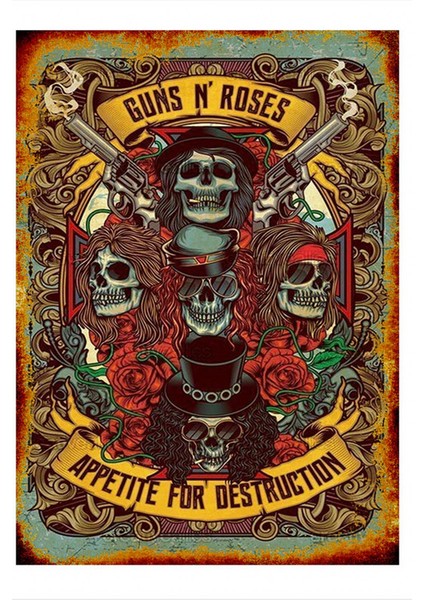 Guns N Roses Model Ahşap Tablo