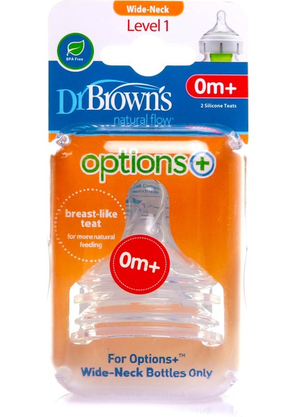 Dr. Brown's Geniş Ağız Options+ Biberon Emziği 0AY+