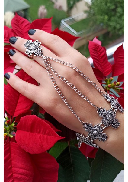 Antik Gümüş Kaplama Dörtgen Şekilli El Yapımı Kadın Şahmeran fiyatları