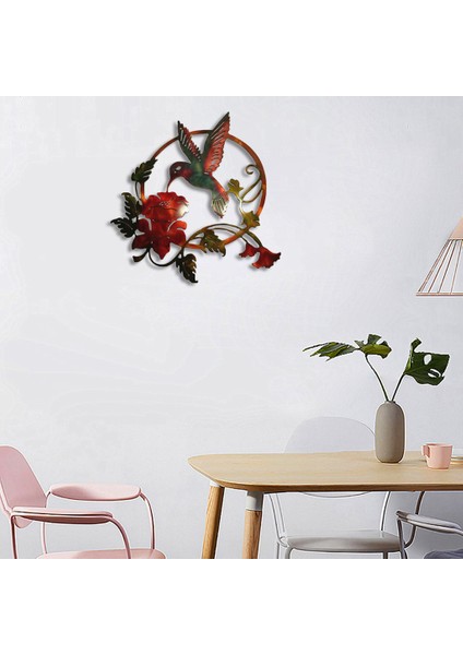 Metal Kuş Duvar Asılı Bahçe Duvar Dekor Açık Çit Sanat Patio Heykeller Asılı Süslemeleri - Koyu Renk (Yurt Dışıdan)