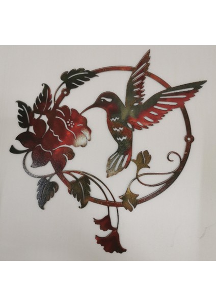 Metal Kuş Duvar Asılı Bahçe Duvar Dekor Açık Çit Sanat Patio Heykeller Asılı Süslemeleri - Koyu Renk (Yurt Dışıdan)