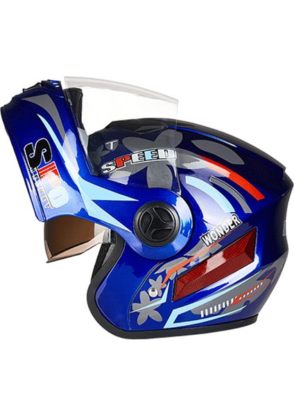 Modüler Motosiklet Kask Sun Visor Açık Yüz Çift Hava Havalandırma Havalandırma Hafif Aerodinamik - Mavi (Yurt Dışıdan)