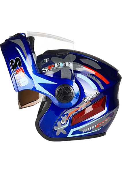 Modüler Motosiklet Kask Sun Visor Açık Yüz Çift Hava Havalandırma Havalandırma Hafif Aerodinamik - Mavi (Yurt Dışıdan)