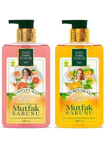 Eyüp Sabri Tuncer Mutfak Sabunu Seti Portakal Aromalı, Greyfurt Aromalı 500 ml + Magic Sünger
