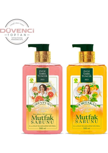 Eyüp Sabri Tuncer Mutfak Sabunu Seti Portakal Aromalı, Greyfurt Aromalı 500 ml + Magic Sünger