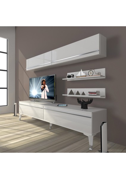 Eko 5 Mdf Std Silver Tv Ünitesi Tv Sehpası Parlak Beyaz