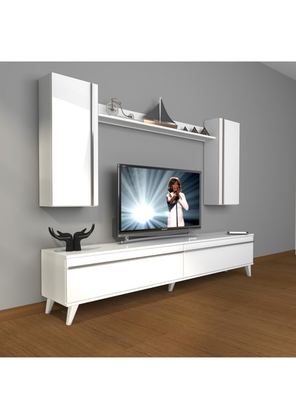 Eko 5d Mdf Std Retro Tv Ünitesi Tv Sehpası Parlak Beyaz
