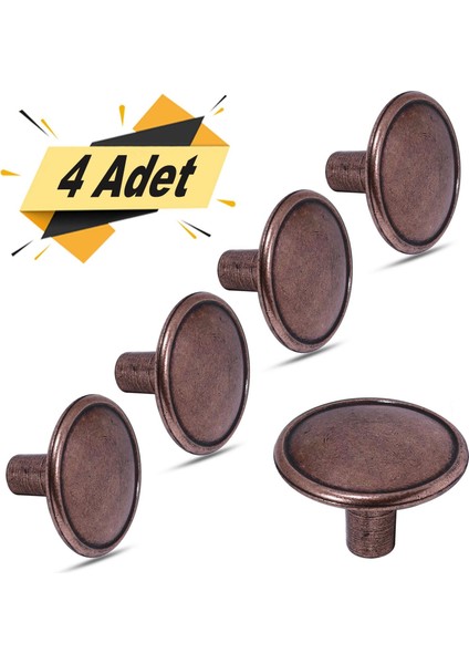 Art Düğme Kulp Daire Çekmece Dolap Kapak Kulpu Kulbu Metal Antik (4 Adet)