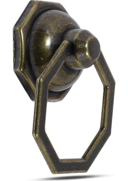 Sarkaç Dolap Çekmece Kulpu Kulbu Sekizgen Metal Halka Kulp (Antik Sarı)
