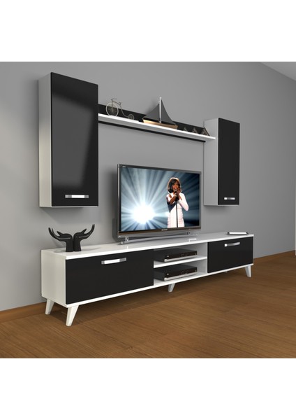 Eko 5d Mdf DVD Retro Tv Ünitesi Tv Sehpası Beyaz Siyah