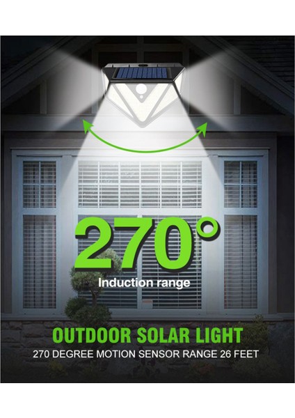Güneş Enerjili Pır Hareket Sensörü Duvar Güvenlik Işık Bahçe Açık Lamba 166 LED (Yurt Dışından) fiyatları