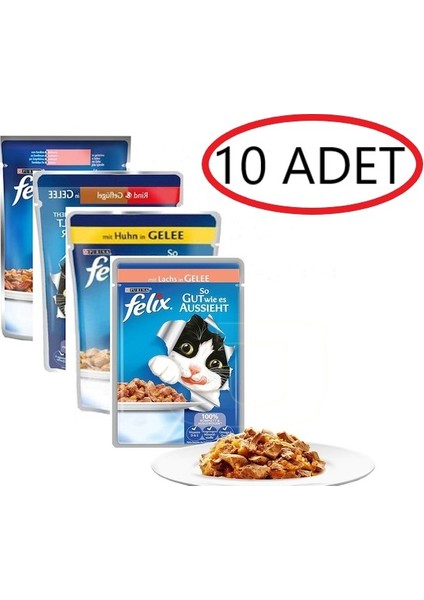 Felix Karışık Kedi Yaş Mama 10'lu 85 gr