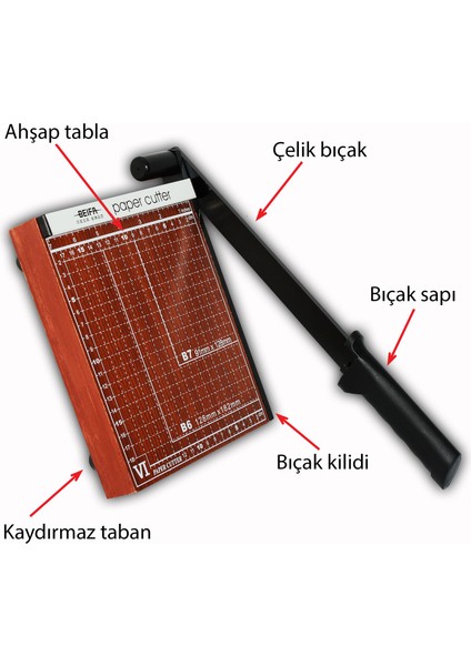 Kollu Giyotin Kağıt Kesme Makinesi 8" x 7"