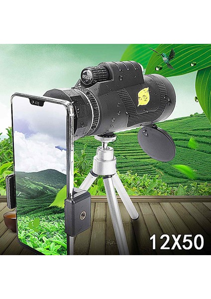 12X50 Yürüyüş Lensi Monoküler Teleskop Taşınabilir Dürbün Zoom Kamp Su Geçirmez (Yurt Dışından)