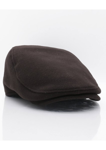 Erkek Şapka Kahve Kışlık Trend Flat Cap Yün Kasket