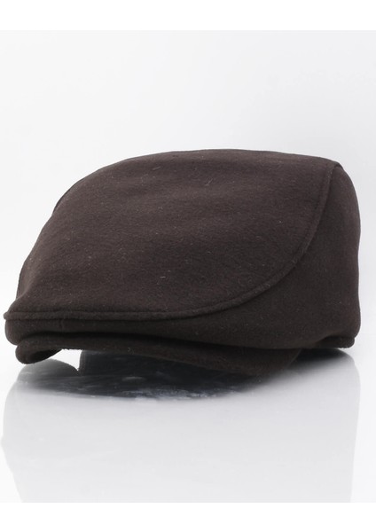Erkek Şapka Kahve Kışlık Trend Flat Cap Yün Kasket